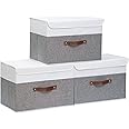 Fabric Storage Bins With Lid, 2 Handles And Clear Window, Washable
