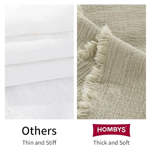 HOMBYS 92″X108″ LINEN OVERSIZED KING BLANKET-SOFT LINEN REVERSIBLE THROW LIGHTWEIGHT BLANKET IN NATURAL COLOR BED BLANKET(FLAX COLOR, 92″X108″)