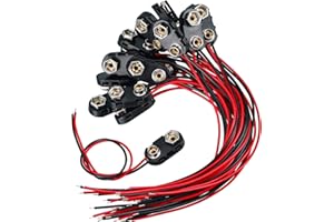 BBTO 20 Pack 9 V Battery Clip Connector Long Cable Connection Hard Shell Black Red Connector (I Type)