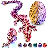 3D Printed Dragon Eggs with Dragon Inside, Articulated Crystal Dragons in Egg, Dragons Fidget Desk Toys for Gifts & Home Decor, 12 Inches
