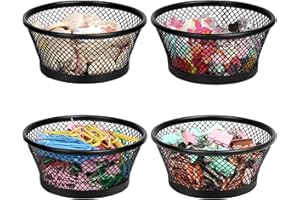 DANRONG Paper Clip Holders, Paper Clip Holder for Desk, Mesh Paperclip Holders Metal Paper Clip Dispenser Organizer for Desk Binder Clip Holder Container for Home Office School, Black 4 Pack