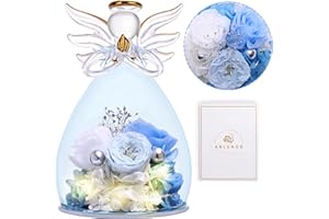 ANLUNOB Grandma Gifts Forever Rose Fresh Sympathy Flowers for Women Angel Rose Gifts for Her LED Light Blue Rose Forever Rose for Wife Birthday Flowers