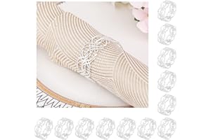 Shinowa 12-Pack Napkin Rings, Metallic Twined Napkin Rings Serviette Ring Holder for Wedding Party Holiday Banquet Dinner, Na