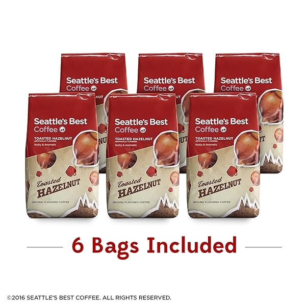 SEATTLE’S BEST COFFEE TOASTED HAZELNUT FLAVORED MEDIUM ROAST GROUND COFFEE | 11 OUNCE BAGS (PACK OF 6)