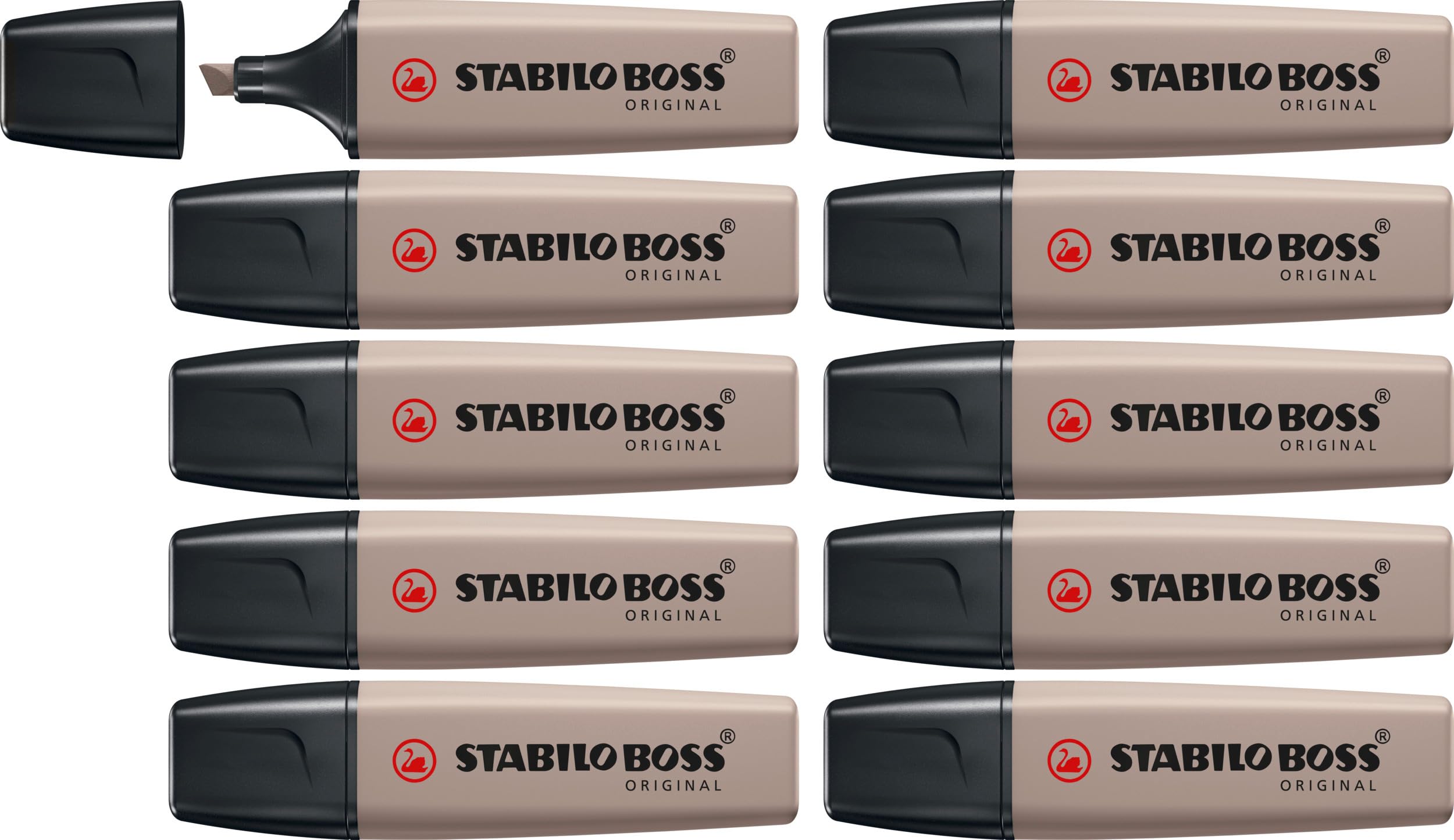 STABILO BOSS ORIGINAL NatureCOLORS - Highlighter - Pack of 10 - Warm Grey