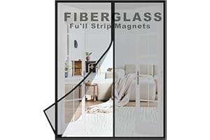 IKSTAR Magnetic Screen Door, Mosquito Net, Keep Bugs Out, Let Cool Breeze in - Self Sealing Magnets - Retractable Mesh Closur