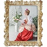 MOMLKFDAY Vintage 8x10 Picture Frame - Rose Gold Flower Leaf with Glass Front - Antique Style for Tabletop or Wall Hanging