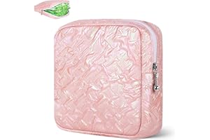 Desing Wish Sanitary Napkin Storage Bag Polyester Fabric Period Bag for Teen Girls Sanitary Pad Pouch for Sanitary Napkins/Tampons/Panty Liners Privacy Protector Pad Bag (Bubble Dazzling Pink)