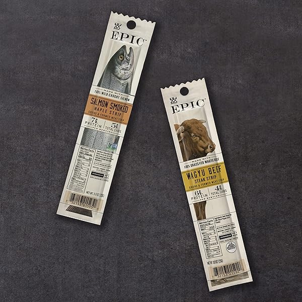 EPIC SMOKED SALMON STRIPS, WILD CAUGHT, PALEO FRIENDLY, 20 CT, 0.8OZ STRIPS