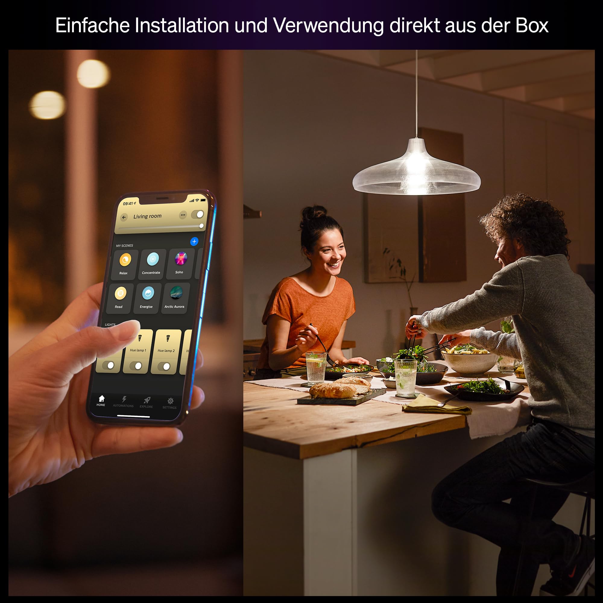 Philips Hue White E27 LED Glühbirne, 810lm, warmweiß, dimmbar, steuerbar via App, kompatibel mit Amazon Alexa (Echo, Echo Dot), 4er Pack, neue Generation 2