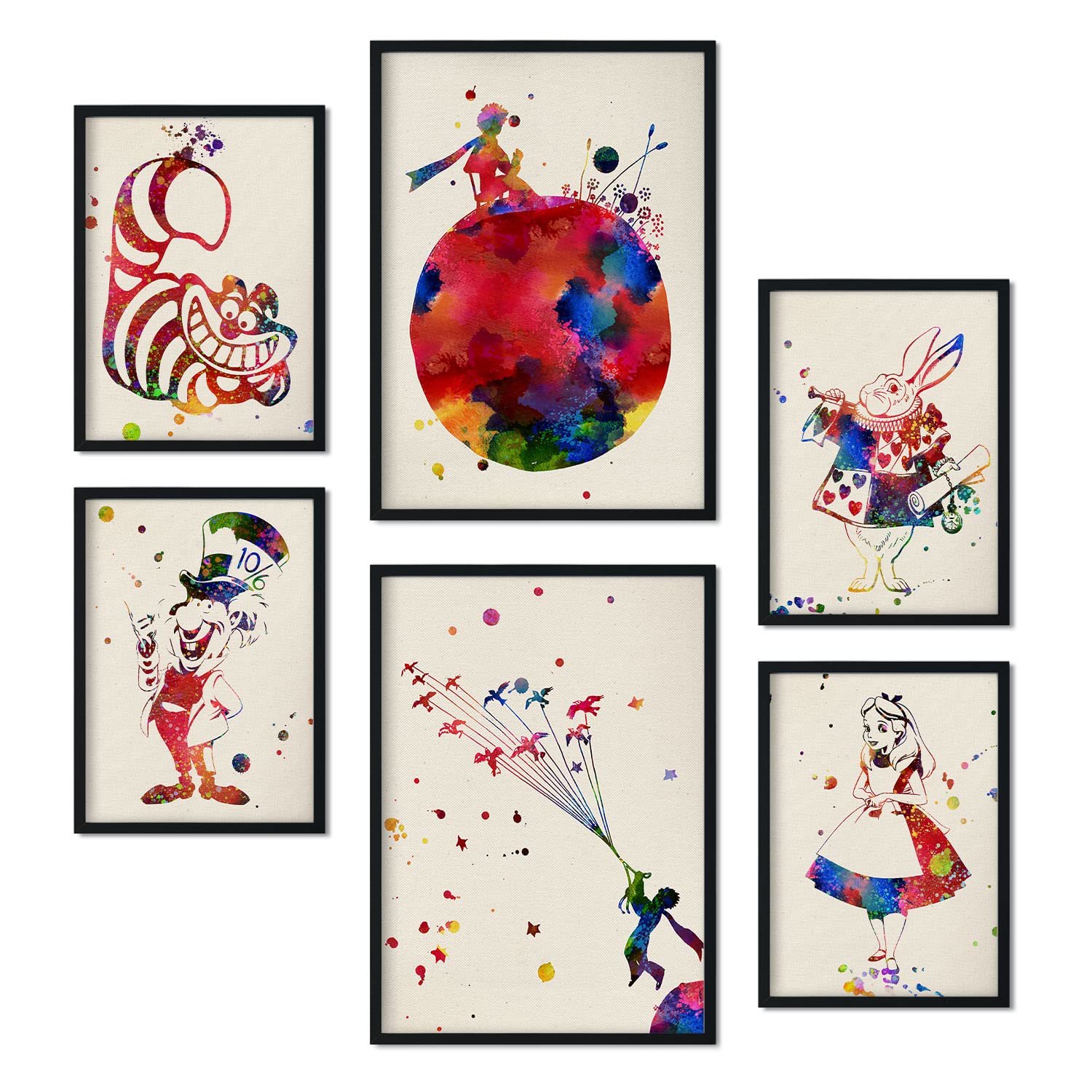 Nacnic Set of 6 posters of Alicia and the Little Prince. Collection of plates with aesthetic collage for interior decoration. Sizes A3 and A4. Frameless.