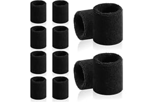 LIPETOL 12 Pcs Wrist Sweat Bands for Men & Women, Absorbent Wrist Bands for Sweat Black Elastic Wrist Sweatbands Sports Tennis Wristbands for Gym, Basketball, Tennis, Football, Working, Athletic, Running