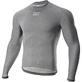 ROCKBROS Cycling Thermal Long Sleeve Shirts Men's Winter Gray Wool Blend Base Laye for Hiking, Athletic Running & Workouts