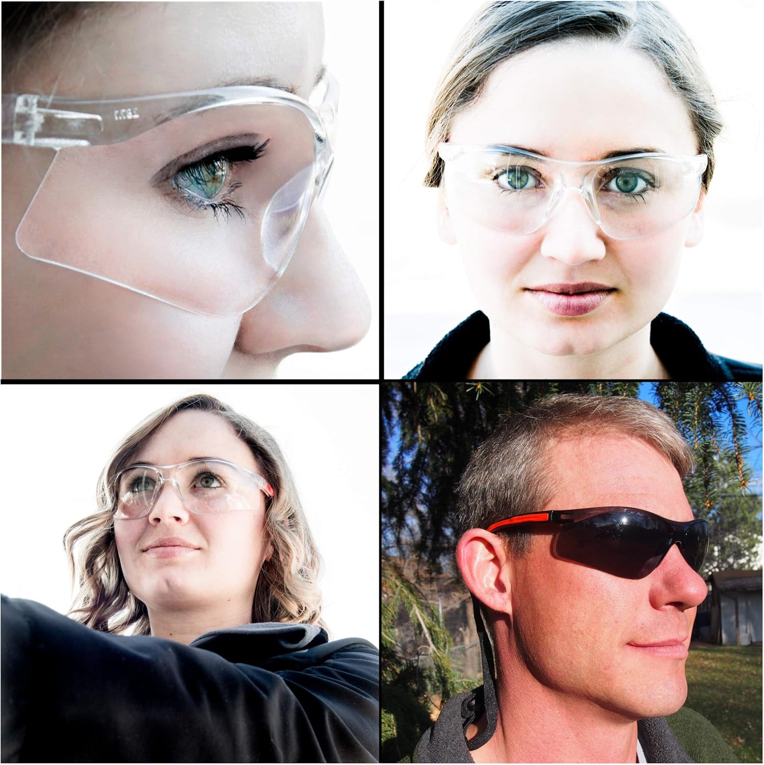 Safety Glasses Eye Protection - Comfort Eyewear - 2 Pair, 2 Neck Cords, 2 Cases - SuperLite and SuperClear Lens Technology, Z87.1 - CE 166 Certified…: Clothing