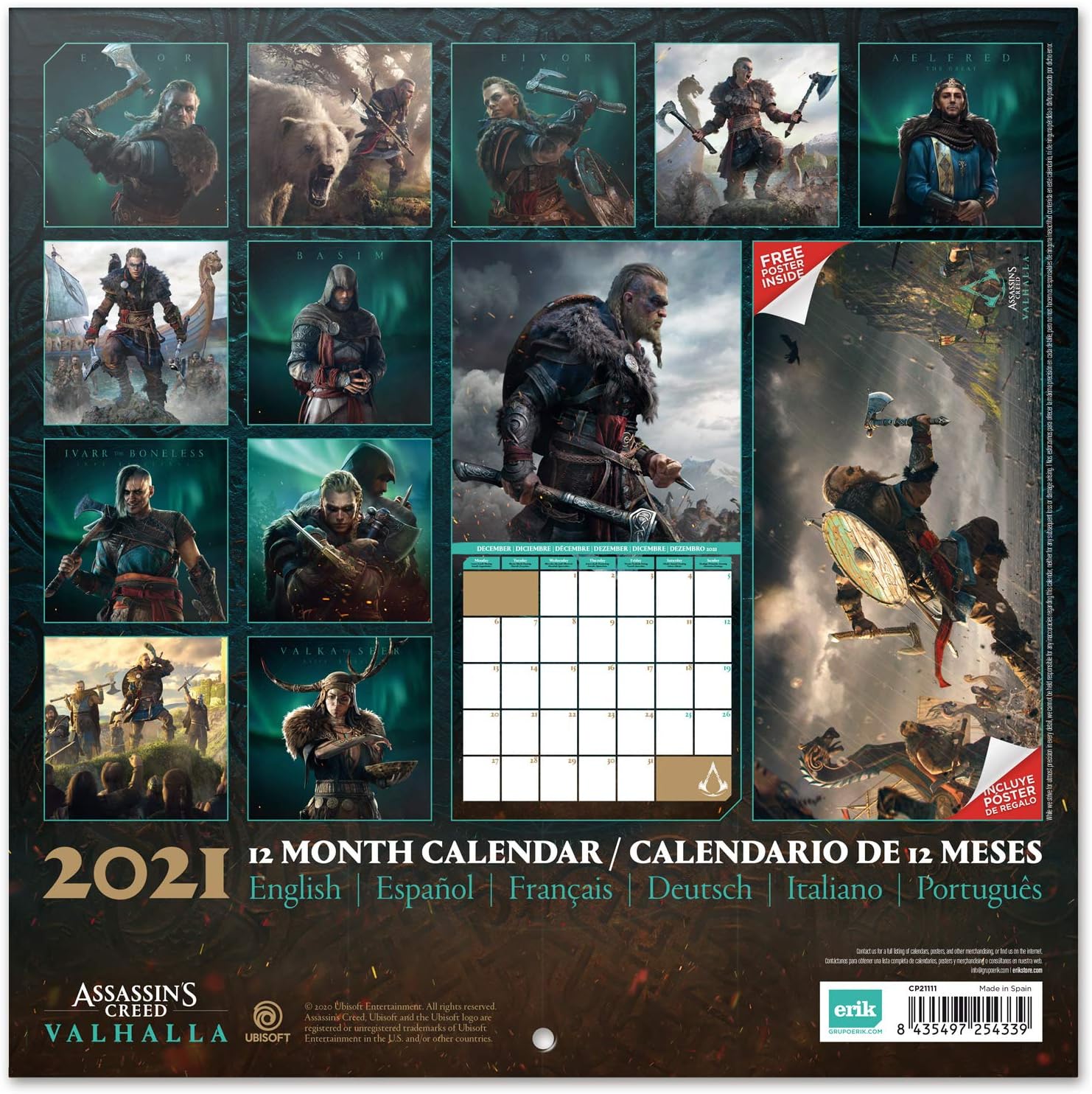 Official Assassin's Creed Valhalla 2021 Wall Calendar 11.8 x 11.8 inches Family Planner Calendar 2021 (Free Poster Included) - Image 3