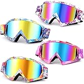 Tallew 4 Pairs Dirt Bike Goggles Motorcycle Motocross Riding Racing ATV Goggles for Men Women Power Sport Ski