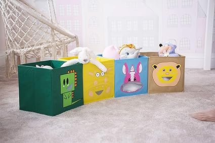 Homezone Set Of 4 Novelty Zoo Animal Themed Canvas Children Toy