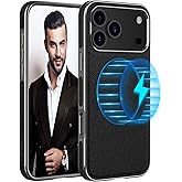 LOHASIC Compatible with MagSafe for iPhone 17 Pro Max Case, Classic Business Leather with Metal Trim Design, Rugged Grip Protective Magnetic Case for iPhone 17 ProMax 6.9" 2025 - Black