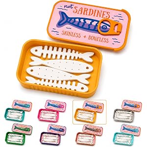 Hmulefate Sardine Tin Travel Jewelry Case, Portable Fishbone Earring Holder and Mini Jewelry Organizer for Rings, Earrings an