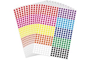 LROGOE 10000 Pcs 1/4" Small Colored Dot Stickers Tiny Round Labels, 10 Colors Circle Stickers for Office Classroom