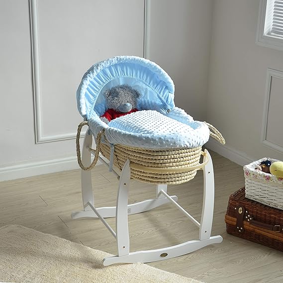 MCC Full Set Deluxe Palm Wicker Moses Basket with Dressing & Rocking