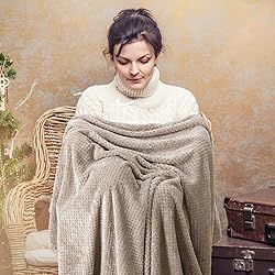 Newwiee 4 Pcs Flanne Fleece Throw Blanket for Bed