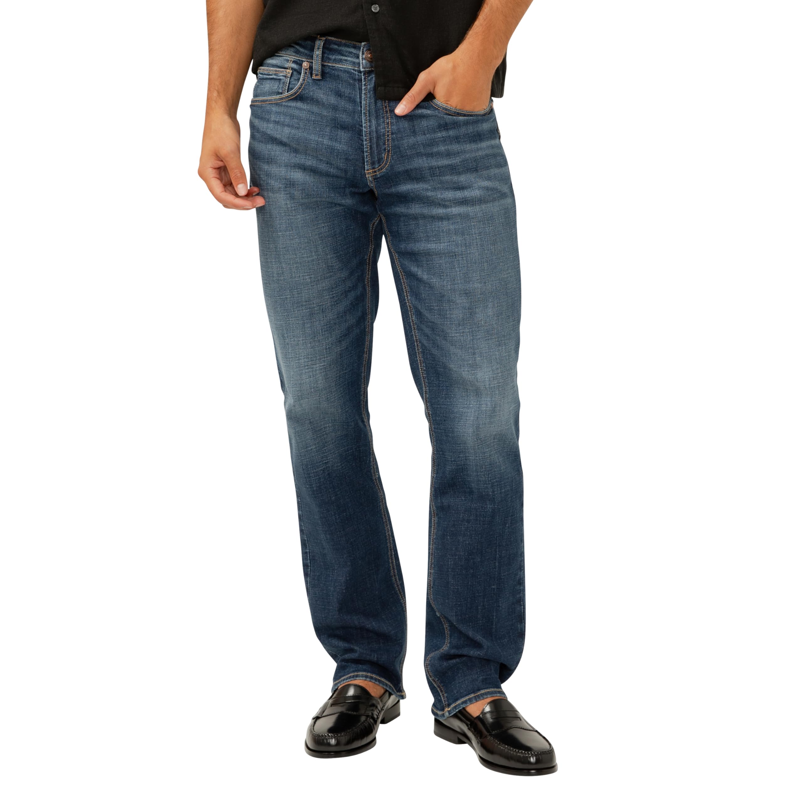 Silver Jeans Co. Men’s Grayson Classic Fit Straight Leg Jeans, Dark Wash, 40W x 30L