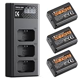 K&amp;F CONCEPT 3-Pack NP-FW50 Battery &amp; 3-Slot Charger for Sony Alpha | Compatible with Sony A6400 A6000 A6300 A6500 A5000 A5100 A7 A7II A7R A7RII A7S A7SII RX10 II-IV, Upgraded 3-slot charger