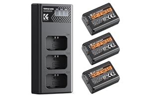 K&F CONCEPT NP-FW50 Battery 3-Pack and Triple Battery Charger Compatible with Sony ZV-E10, A7, A6400, A7II, A7RII, A7SII, A7S