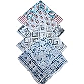 BLOCKYARTZ 21"x21" 100% Cotton Bandana for Women & Men Headband Hair Scarf, Kerchief, Multi-Purpose Christmas Gift (4 Pack)