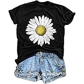 LAZYCHILD Womens Graphic Tees Sunflower Shirts Vintage Flower Graphic Tees Shirts Inspirational Tees Casual Faith Shirt Tops