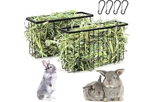 KEXWEN 2PCS Pet hay Feeder Rabbit Guinea Pig Chinchilla Rabbit Small Animal Basket Hook Rabbit hay Feeder Guinea Pig hay Feeder Heavy-Duty Metal Frame hay Holder for Rabbits Guinea Pig Chinchillas