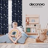 Deconovo Star Printed Thermal Blackout Curtains Eyelet Top Navy 52 x 72 1 Pair view 3