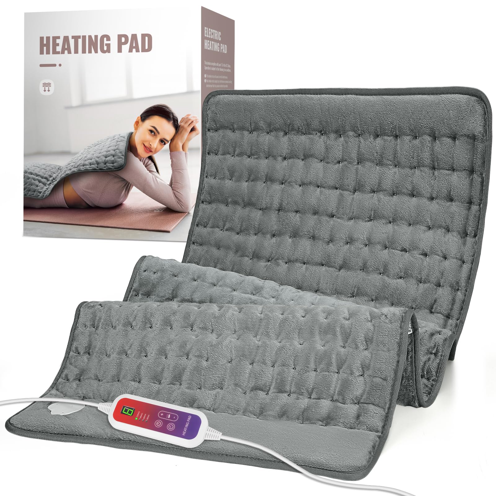 Photo 1 of Full Body Heating Pad 20x40, Extra Large Heating Pad, Electric Moist Heating Pad for Cramps and Neck and Shoulders and Back Pain Relief, Auto Shut Off, Dark Grey, Christmas Gifts for Women Men