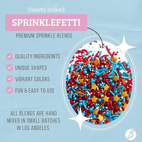 SWEETS INDEED SPRINKLES, EDIBLE SPRINKLE MIX, PERFECT FOR CAKE DECORATIONS, BAKING, ICE CREAM, COOKIES, CUPCAKE TOPPER, 4 OUNCES (MARVELOUS)