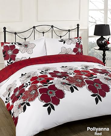 Pollyanna Rot Bettwäsche Set-Single, Double, King-Size Größe: Super King Size, 100 % Polyester, Pollyanna Floral, Einzelbett