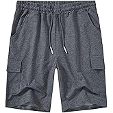 YuKaiChen Men's Casual Cargo Shorts Classic Relaxed Fit Drawstring Elastic Waist with Pockets