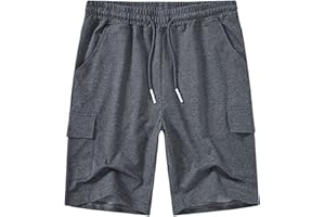 YuKaiChen Men's Casual Cargo Shorts Classic Relaxed Fit Drawstring Elastic Waist with Pockets