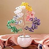 Crystal Tree of Life 7 Chakra Healing Crystals Trees for Home Decor, Office Desk Decor, Handmade Bonsai Trees for Positive Energy, Money, Good Luck Birthday Gifts for Women, Mom Christmas Gift