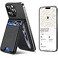 for Magsafe Wallet, Works with Apple Find My, Strongest Magnetic Wallet for iPhone 16/15/14/13/12 Series, for iPhone Walle t with Adjustable Stand, WalletTracker, 6 Cards Holder, Vegan Leather, Black