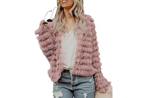 Inorin Womens Fall Open Front Cardigan Faux Fur Coat Vintage Parka Shaggy Jacket Warm Coat Tops