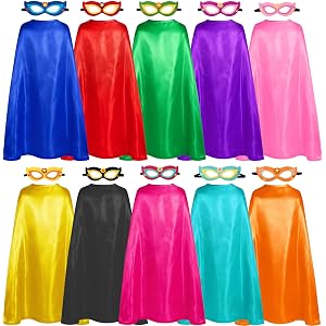 iRolefun Superhero Capes and Masks for Adults 10 Sets Bulk Super Hero Group Costume Women Men Party Capes for Birthday Hallow