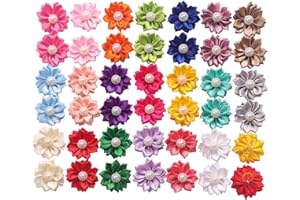 YAKA 40PCS(20Paris) Cute Dog Hair Bows with Rubber Bands Pearls Flowers Topknot Dog Bows Pet Grooming Products 20 Colors