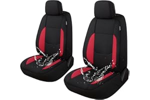 Pariitadin Waterproof Car Seat Covers 2 Front Seats, Neoprene Seat Covers for Cars, Universal Fit Interior Covers for Most Cars Sedan Van Truck SUV(Black/Red)