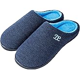 DL Mens Memory Foam Slippers - Comfortable House Slippers For Men, Indoor Outdoor, Closed Toe Black Gray Navy