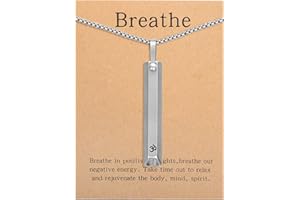 BOLAGTIER Anxiety Breathing Necklace Stainless Steel Pendant Breathlace Yoga Breathe Easy Necklace Mindfulness Stress Relief for Women Men