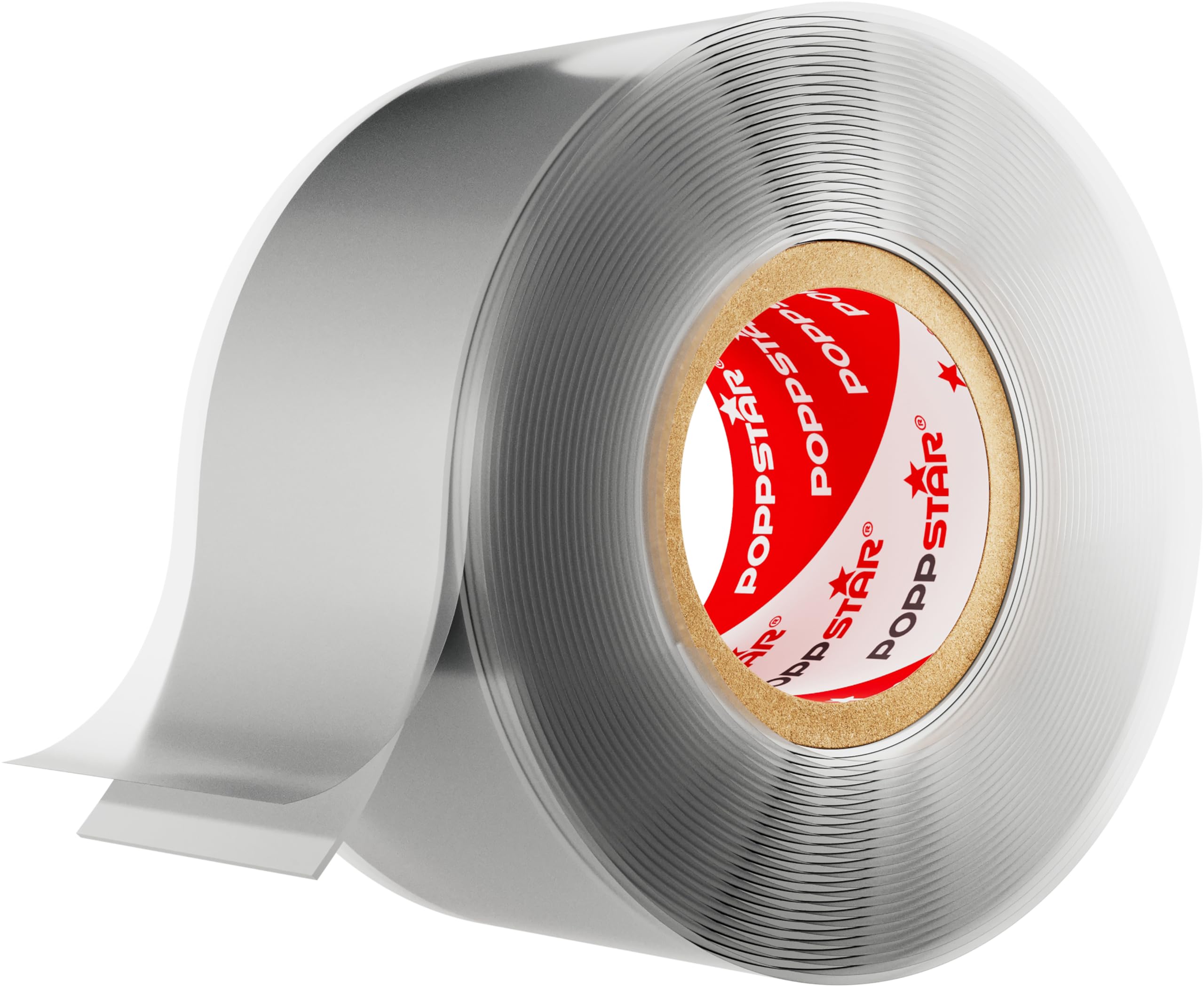 POPPSTAR Self-Fusing Silicone Band, Silicone Tape, 3m x 25mm, Sealing & Insulating Strip (water-tight, air-tight), grey, 1 Roll