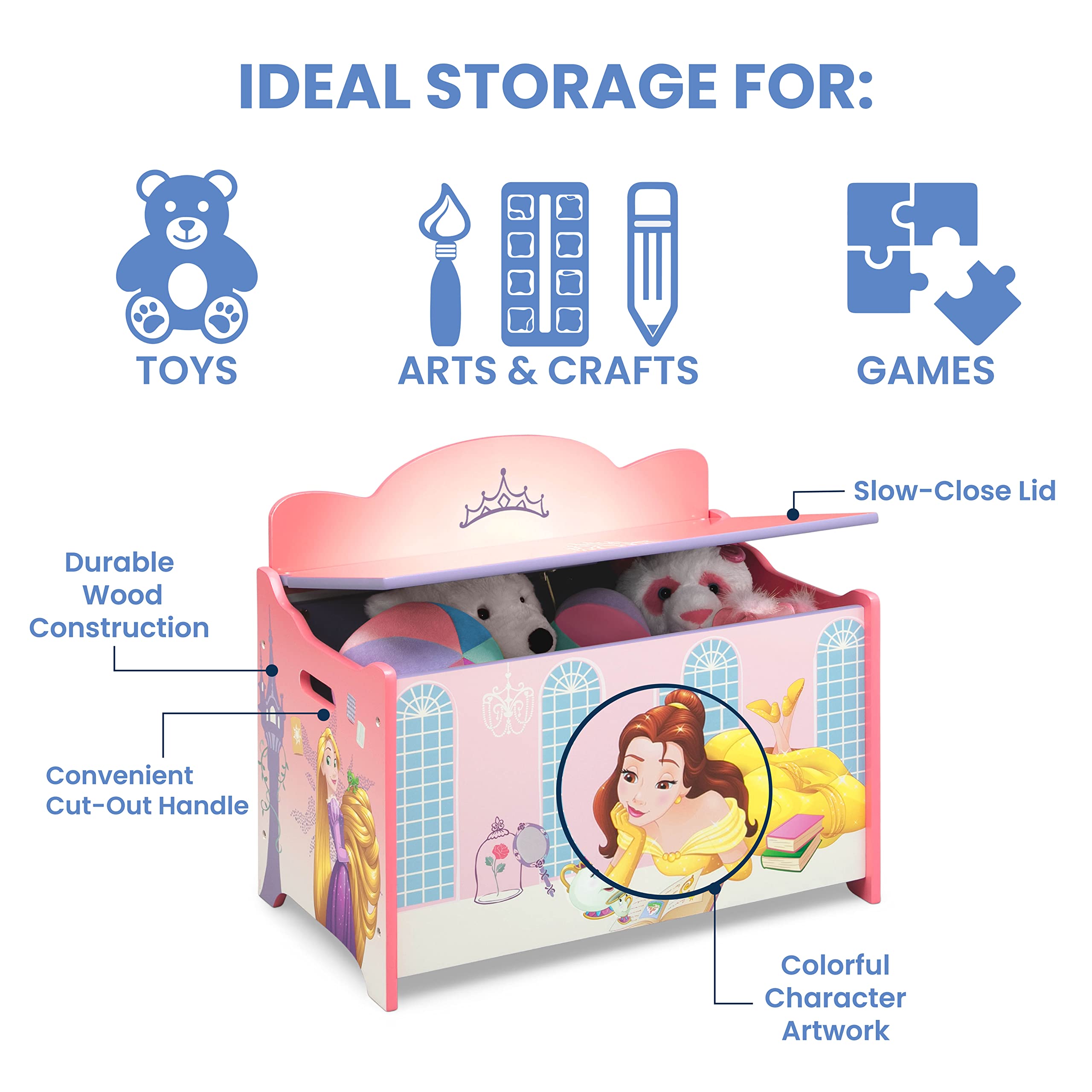 Delta Children Deluxe Toy Box, Disney Princess