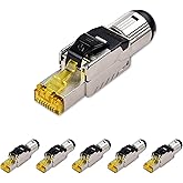 Cable Matters 6-Pack Tool-Free 10Gbps Shielded Cat6A RJ45 Termination Plug | 10Gbps Cat 6A Ethernet Connector for 23-26 AWG STP Cable, RJ45 Connector