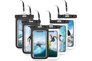 JOTO 6 Pack Universal Waterproof Phone Holder Pouch, IPX8 Underwater Case Cell Phone Dry Bag for iPhone 14 13 12 11 Pro Max Plus XS XR X 8 7, Galaxy S21 S20 S10 S9 Note Pixel Up to 7.0"-Black/Clear